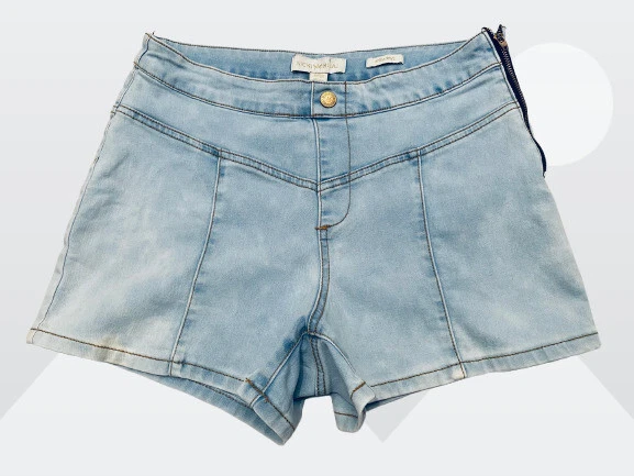 Pantalones cortos Nicki Minaj para mujer lavado ligero tiro alto algodón elástico cremallera acento 9/10 Foto 1 de 4