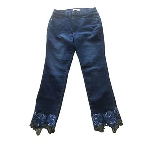 NEU 38 ♥ JUDITH WILLIAMS ♥ LUXUS JEANS BLAU STICKEREI 7/8 STRETCH ♥ DAMEN HOSE - Bild 1 von 3