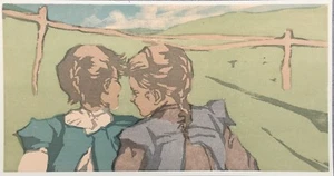 Martha Wenzel "Spaziergang" Original 1907 Coloured Woodblock Print E.A. Seemann - Picture 1 of 3