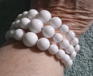 Vintage White Acrylic Beaded Cuff Bracelet - Picture 1 of 2