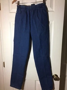 NWT 'Chic Classic Collection' Stretch Elastic Waist Blue Denim Pants - Size 14 - Picture 1 of 2