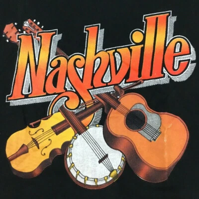 Camiseta De Colección Nashville Música Country Guitarra Banjo Violín Puntada Única Camiseta EE. UU. L Foto 1 de 4