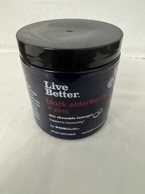 Live Better Black Elderberry + Zinc 60 Pastillas Masticables Apoya la Inmunidad Foto 1 de 4