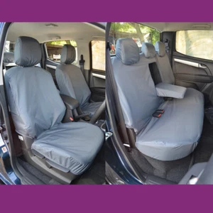 Isuzu DMax 2012-21 Grey Waterproof Tailored Front+Rear (W/Armrest) Seat Covers - Picture 1 of 4