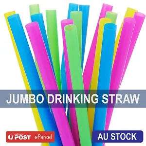 100/500pcs Jumbo Straw Reusable Plastic Drinking Straws Smoothies Milkshake Boba - Picture 1 of 2
