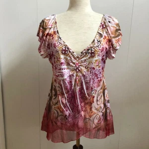 APT. 9 Damen Tunika im Sublimationsdesign mit Strasssteinen entlang der vorderen Borte Gr: M - Bild 1 von 8