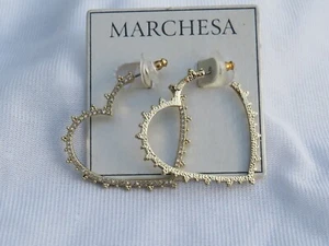 Marchesa Gold Tone Heart Drop Earrings - New - Picture 1 of 2