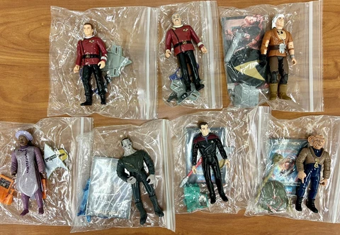 LOT of 7 STAR TREK 5" figs Playmates loose Khan Kirk Scotty Guinean Q Nagus Zek Cover