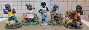 Lot of (5) African American Children Resin Figure - Picture 1 of 12