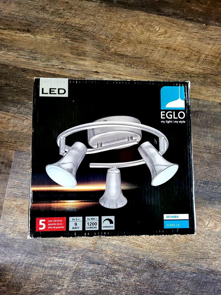 Eglo Jumilla 11.42" W 3-Luces Mate Níquel Regulable LED Kit de Iluminación de Pista Foto 1 de 4