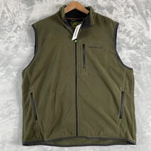 TIMBERLAND Fleece Vest, Men's XL, Green Full Zip Pockets Outdoor NWT - Picture 1 of 11