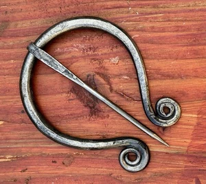 Medieval Cloak Pin Brooch Iron Hand Forged 3inches Heavy Duty Blacksmith Thick - Picture 1 of 5