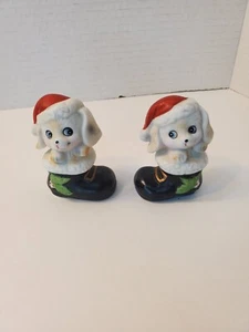 Vintage Homeco Christmas Puppies In Boot Figurines Set of Two - Picture 1 of 4