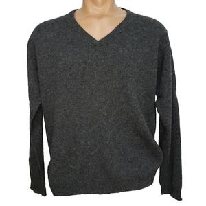 Woolovers Large Sweater Men's Pullover V Neck Gray L/S 100% Wool - Picture 1 of 6