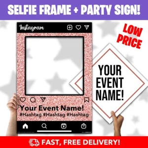 Party Selfie Board / Frame + Party Sign (Rose Glitter) - Fast Free Delivery - Picture 1 of 2