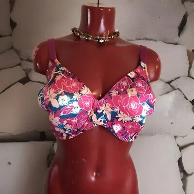Sujetador LILYETTE 38DD Rosa Caliente Floral Ligeramente Acolchado Con Aros Cierre Ajustable Espalda Foto 1 de 4