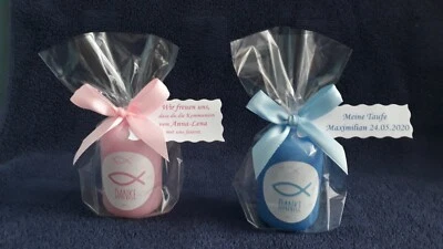 HANDGEFERTIGT Danke Gastgeschenke Kerzen Kommunion Konfirmation Taufe Tischdeko Fische