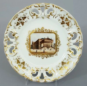Plato Biedermeier Veduten, vista pintada de la Ópera de Berlín, alrededor de 1850 - Imagen 1 de 1