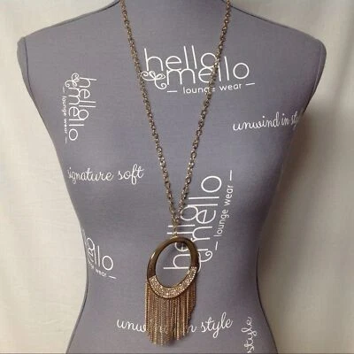 Thalia Sodi Gold Tone Necklace Circle Fringe - Image 1 of 3