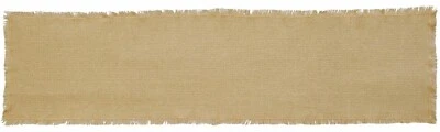 48" Cotton Burlap Natural Table Runner Rustic Primitive Fringed Raw Edges 13" W - Image 1 of 3