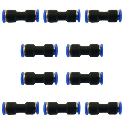 JCP (Qty 10) 1/8" OD Tube Pneumatic Straight Union, Push To Connect Air Fitting