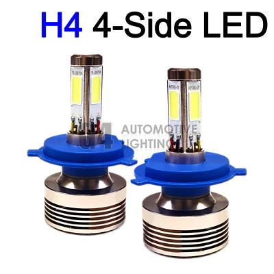 2x 4-Side H4 9003 COB Headlight Bulbs 80W LED Conversion Kit 6000K Xenon White - Image 1 of 4
