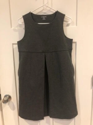 Jersey plisado Lands' End Girls Ponte clásico gris - talla 16 Foto 1 de 3