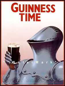 Knight Time Is Guinness Time Drink affiche vintage print rétro bière publicitaire - Photo 1 sur 4