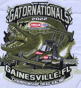 NHRA DRAG RACING OFFICAL 2022 GATOR NATIONALS wht T SHIRT SIZE MEDIUM - Picture 1 of 4