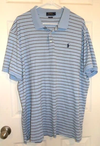 Ausgezeichnetes blau/schwarz/weiß gestreiftes RALPH LAUREN POLO SS Golf/Poloshirt - XXL - Bild 1 von 1