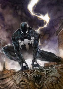 SPIDERMAN (disfraz negro) IMPRESIÓN FIRMADA - Tom FLEMing - Imagen 1 de 1