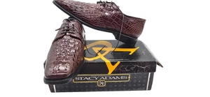 Stacy Adams Mens Brown Leather Crocodile Oxford Merrick Shoe Sz 11 M NEW IN BOX - Picture 1 of 9
