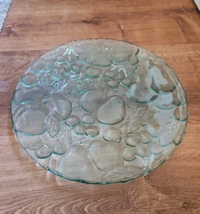 Libbey Obstgarten Obst grün getönt Glas Servierplatte Kuchenplatte 13" 1990er Vintage - Bild 1 von 4