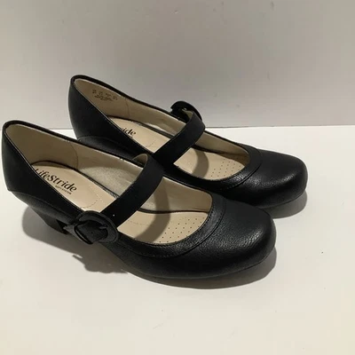 LifeStride Women's Rozz Mary Jane Pumps Comfort Heel Black Vegan Leather Sz. 9W - Image 1 of 4