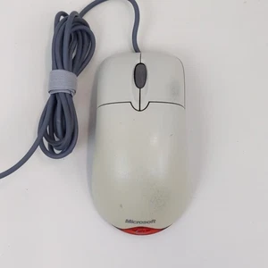 Microsoft Wheel Mouse Optique USB PC Ordinateur Périphérique Blanc Gris - Photo 1/6