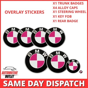DECAL STICKER WRAP OVERLAY BADGE EMBLEMS GLOSS HOT PINK FOR BMW ALL MODELS - Picture 1 of 11