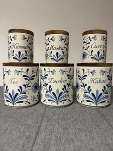 Vintage Waechtersbach Western Germany Blue&White Sugar Spice Canisters *READ* - Picture 1 of 16