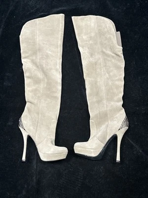 Botas de plataforma H by Halston Tan Liza sobre la rodilla de gamuza sobre la rodilla para mujer 8 Foto 1 de 4