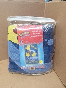 Vintage Pikachu Throw Blanket 90's Pokemon Nintendo Tapestry Nintendo NOS 48X60 - Picture 1 of 4