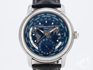 *Rare* Frederique Constant Classics Worldtime Blue Dial Watch w/ B&P - Picture 1 of 6