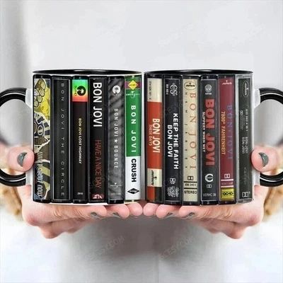 Bon Jovi Cassette Collection Mug Retro Classic Rock Coffee Cup Gift - Image 1 of 4