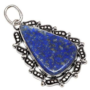 Pendant Lapis Lazuli Gemstone Handmade Mother's Day Gift Silver Jewelry 2" - Bild 1 von 7