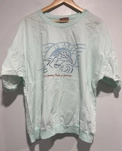 Vintage 80s Motorcycle Shirt BMW Bike Tee TShirt Mens Size Large Mint Green USA - Picture 1 of 5