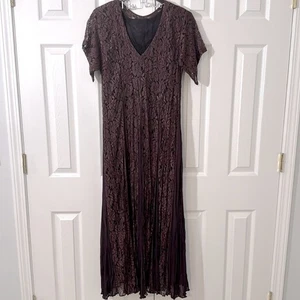 Vintage Nostalgia Maxi Dress Womens Medium Purple Lace Floral Vamp Whimsigoth - Picture 1 of 8