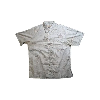 Hook And Tackle Blue Fishing Nautical Shirt Button Up Men's Size L 31L X 24.5W - Image 1 of 4