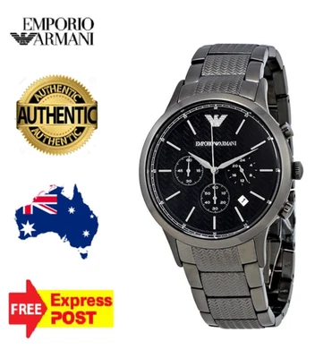 EMPORIO ARMANI RENATO AR2505 BLACK/GUNMETAL GREY CHRONOGRAPH MENS QUARTZWATCH — 第 1/4 张图片