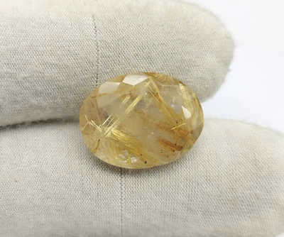 Faceted Oval Shape Natural Golden Rutile Quartz 13.40Ct Oval Gemstone Pendant - Image 1 of 4