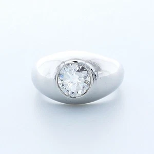 2 1/2 Carat E SI1 Round Cut Natural Certified Diamond 18k Gold Classic Mens Ring - Picture 1 of 7