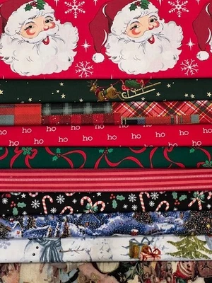 Lote de tela acolchada - Navidad vacaciones invierno, 10 cuartos de grasa + 1 GRATIS! Foto 1 de 4