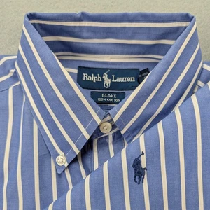 Ralph Lauren Shirt Mens Medium Blue White Stripe Blake Oxford Button Down - Picture 1 of 12